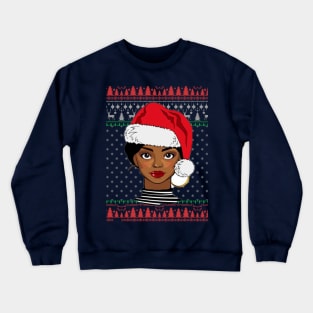 African American Black Women Santa Christmas Ugly Sweater Crewneck Sweatshirt